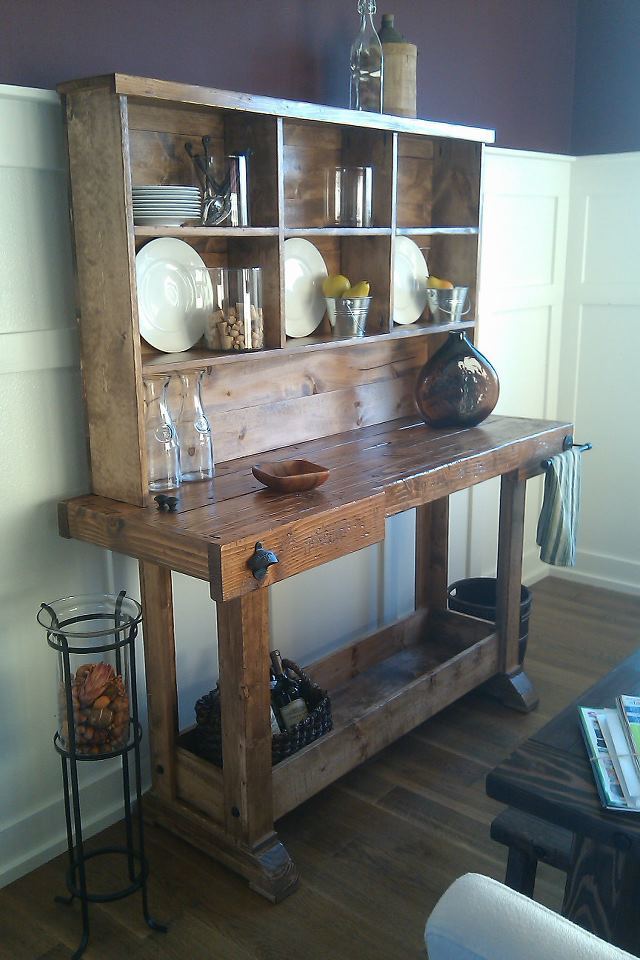 Markham Workbench Console and Rustic Hutch Ana White